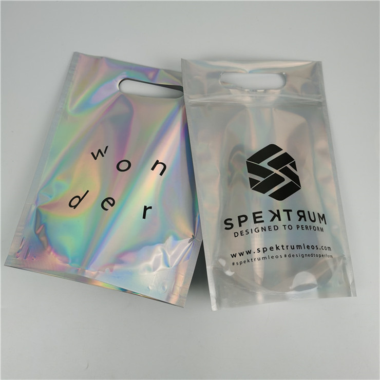Logo personnalisé de qualité supérieure imprimé Fashion Pack épaisseur personnalisée film holographique anti-fuite sac Mylar