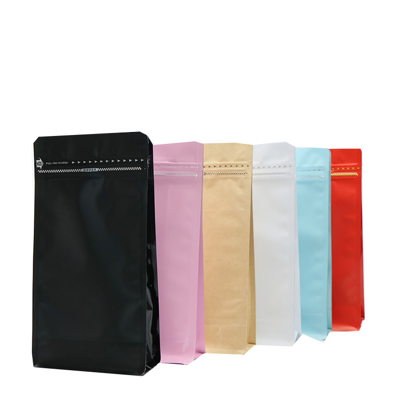 sac de café stratifié rescellable de conditionnement en plastique de nourriture de fond plat de bloc de papier d'aluminium 500g 1kg avec la valve