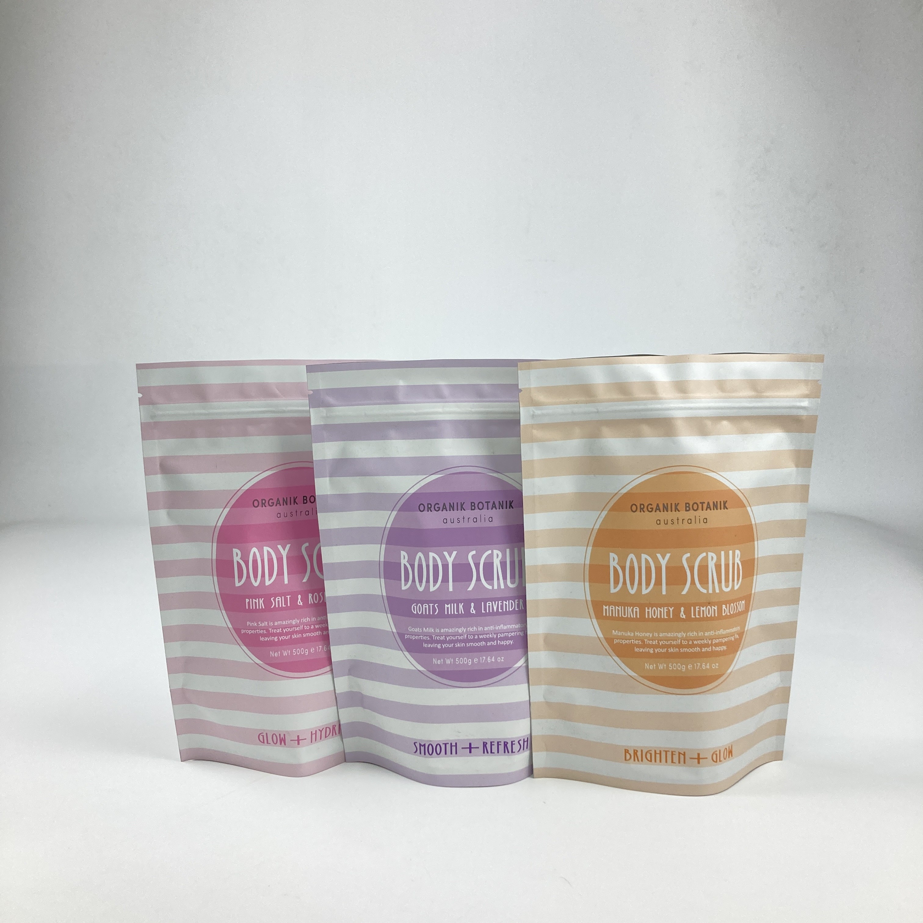 Saumons de bain imprimés sur mesure, gommage pour le corps, sacs en aluminium