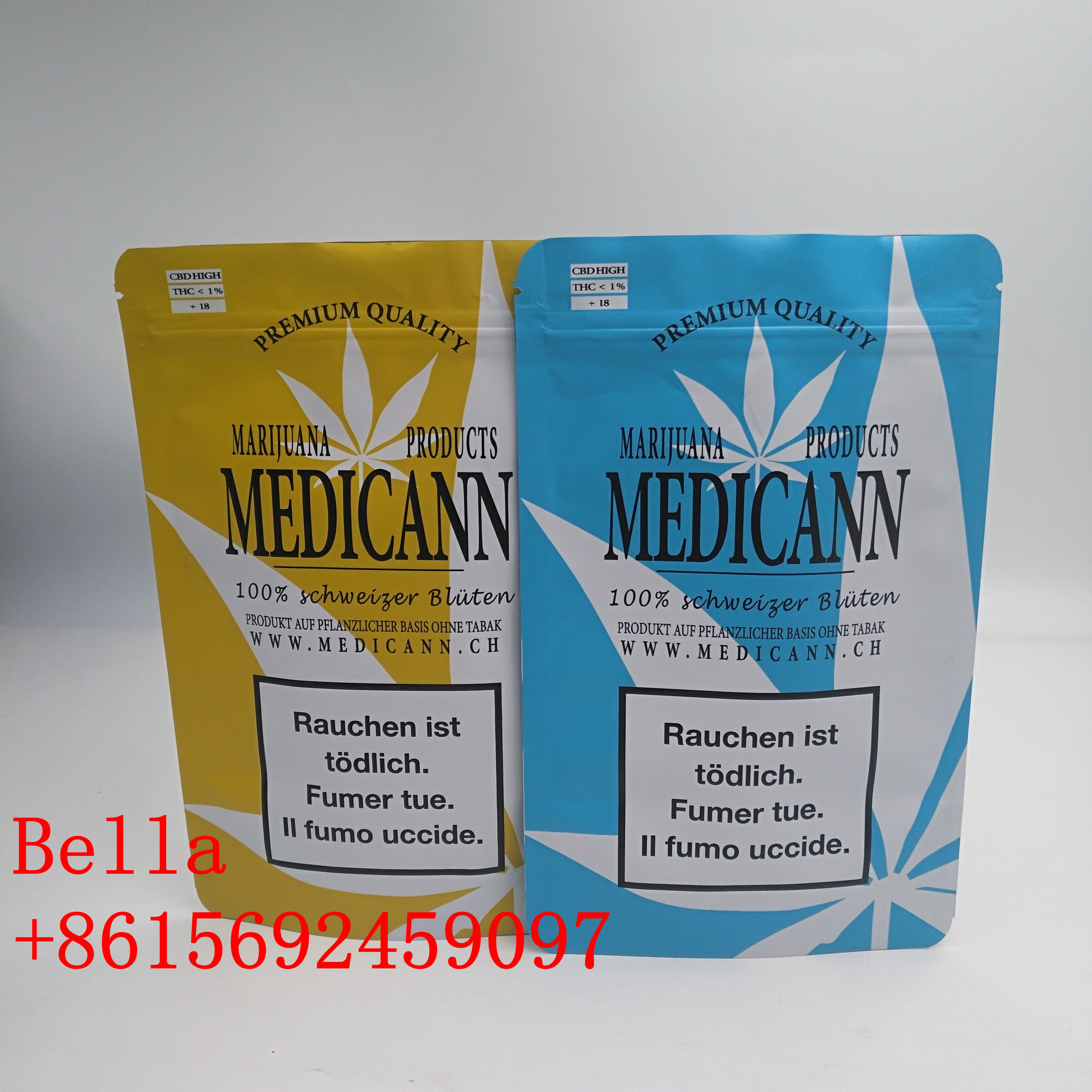 Sachets en matière plastique de soudure à chaud empaquetant trois - couche stratifiée avec l'impression de logo