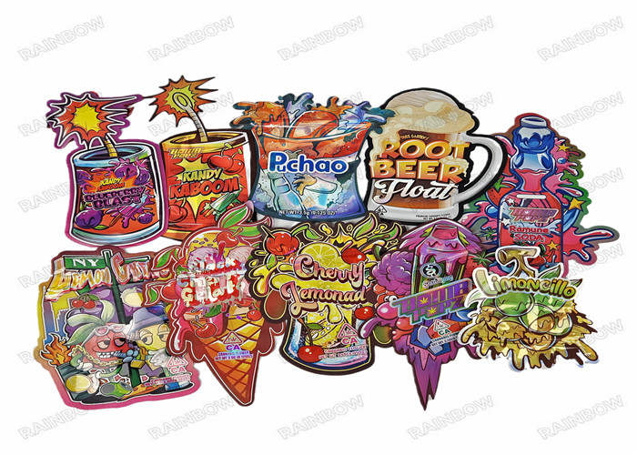 L'emballage alimentaire en aluminium formé fait sur commande olographe Mylar du toucher doux 3.5g met en sac les poches découpées avec des matrices