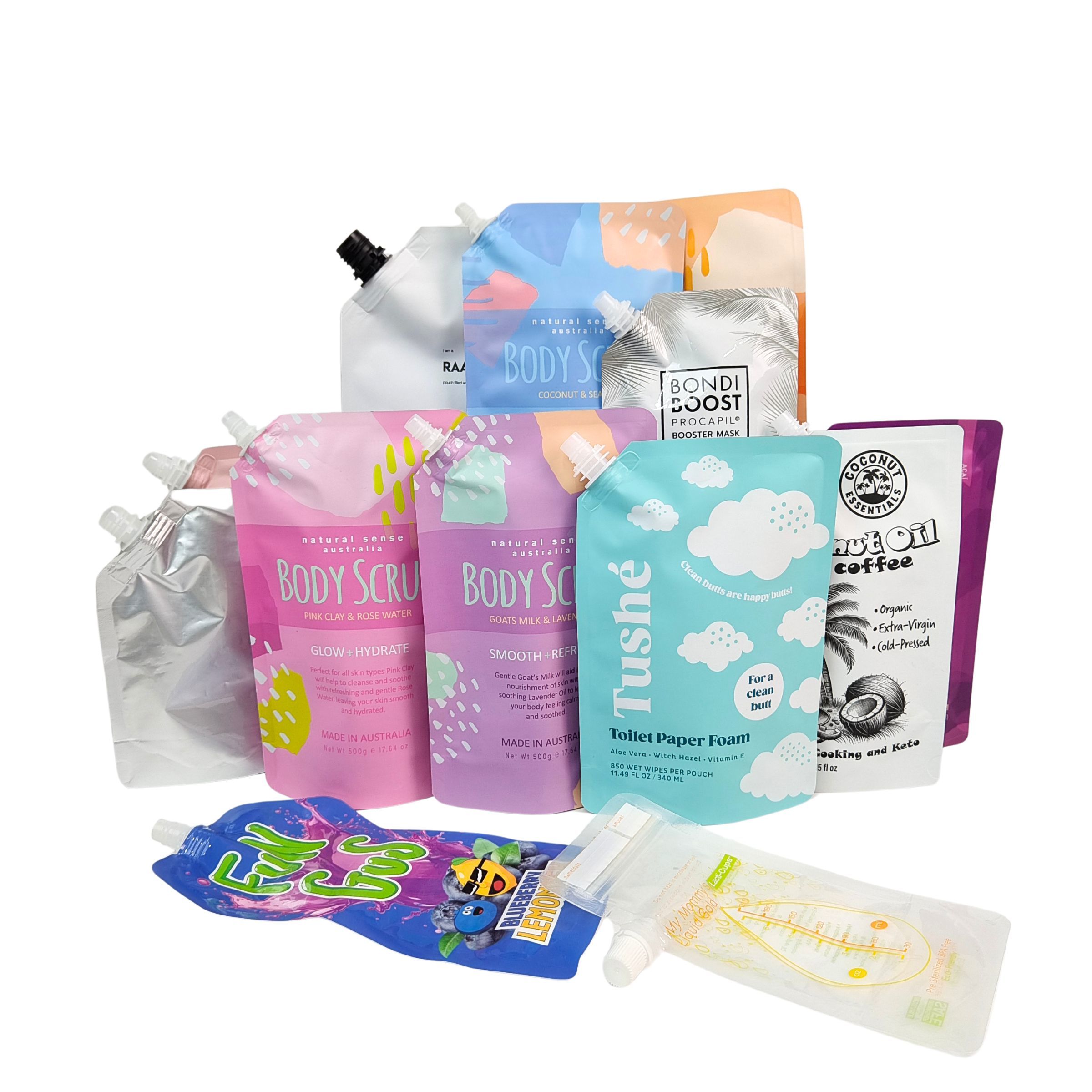 Sachet souple en plastique liquide avec bec verseur, emballage de compression pour cosmétiques, boissons, lotion, sachet à buse