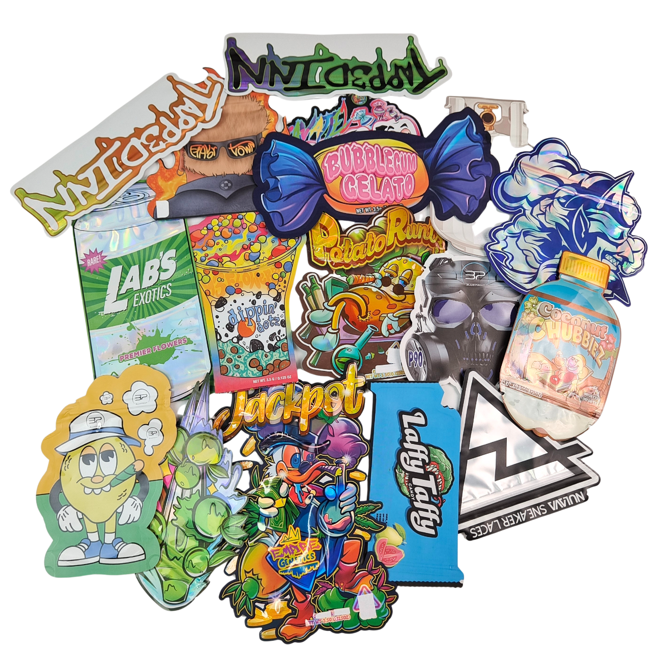 Sacs en Mylar Découpés sur Mesure Rainbow Packaging Forme Spéciale 3.5g 7g 14g 28g Résistant aux Enfants et Hermétique pour Fleurs Comestibles en Plastique