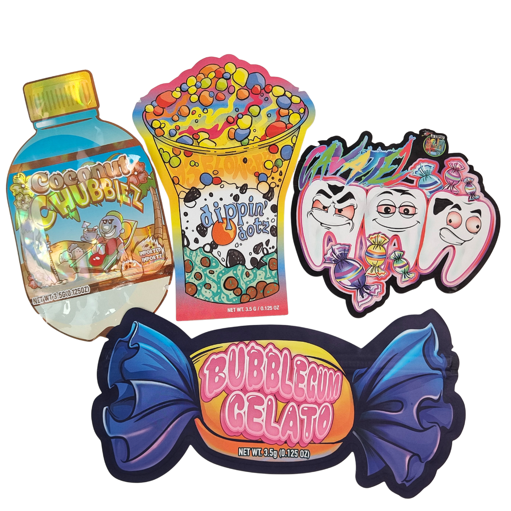 Logo personnalisé 3.5g 7g 14g Emballage alimentaire en plastique PE refermable Sac mylar à fermeture éclair en feuille d'aluminium résistant aux odeurs pour enfants Herbe Gummy