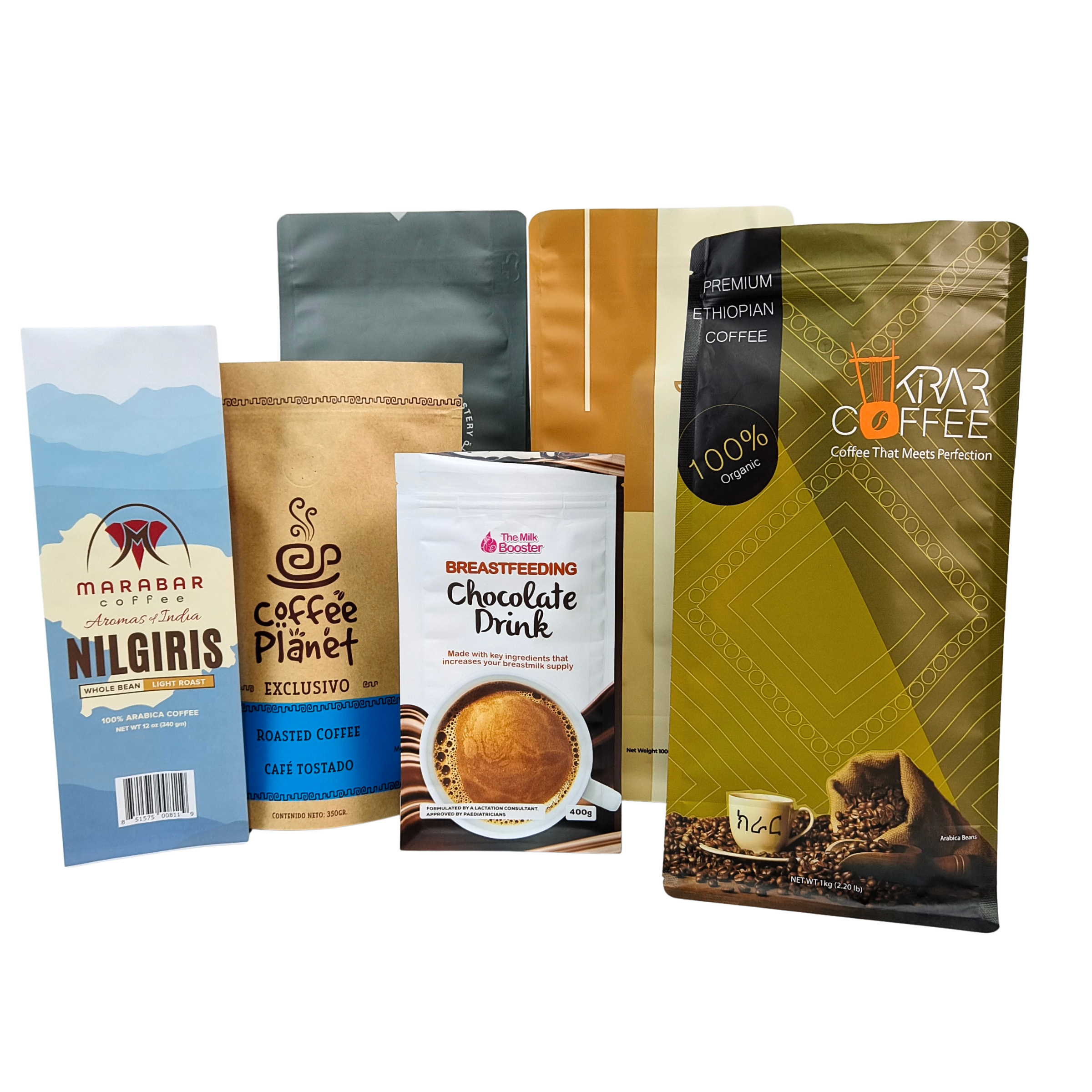 Sachet à café personnalisé avec fermeture éclair et valve