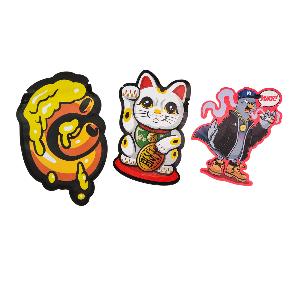 Sachet en mylar holographique résistant aux enfants à scellage sur 3 côtés, emballage en papier d'aluminium pour collations