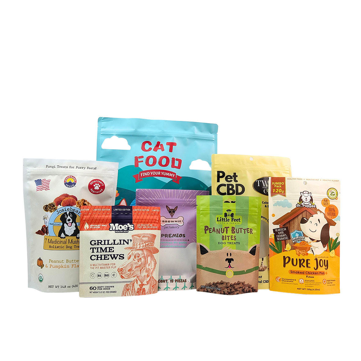 Sachet refermable écologique et réutilisable, épaisseur 50-200 microns, pour l'emballage d'aliments pour animaux