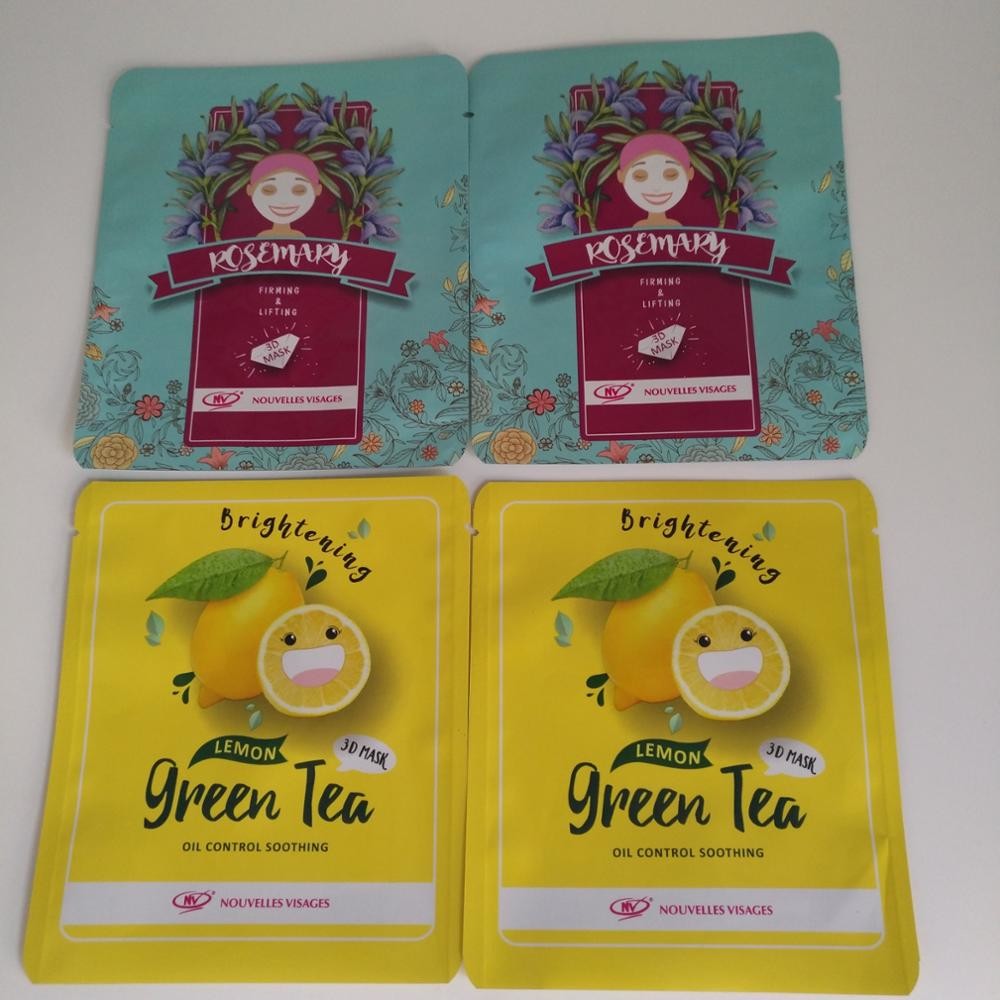 Masque facial en plastique mat emballage déchirure holographique avec fermeture à glissière laser