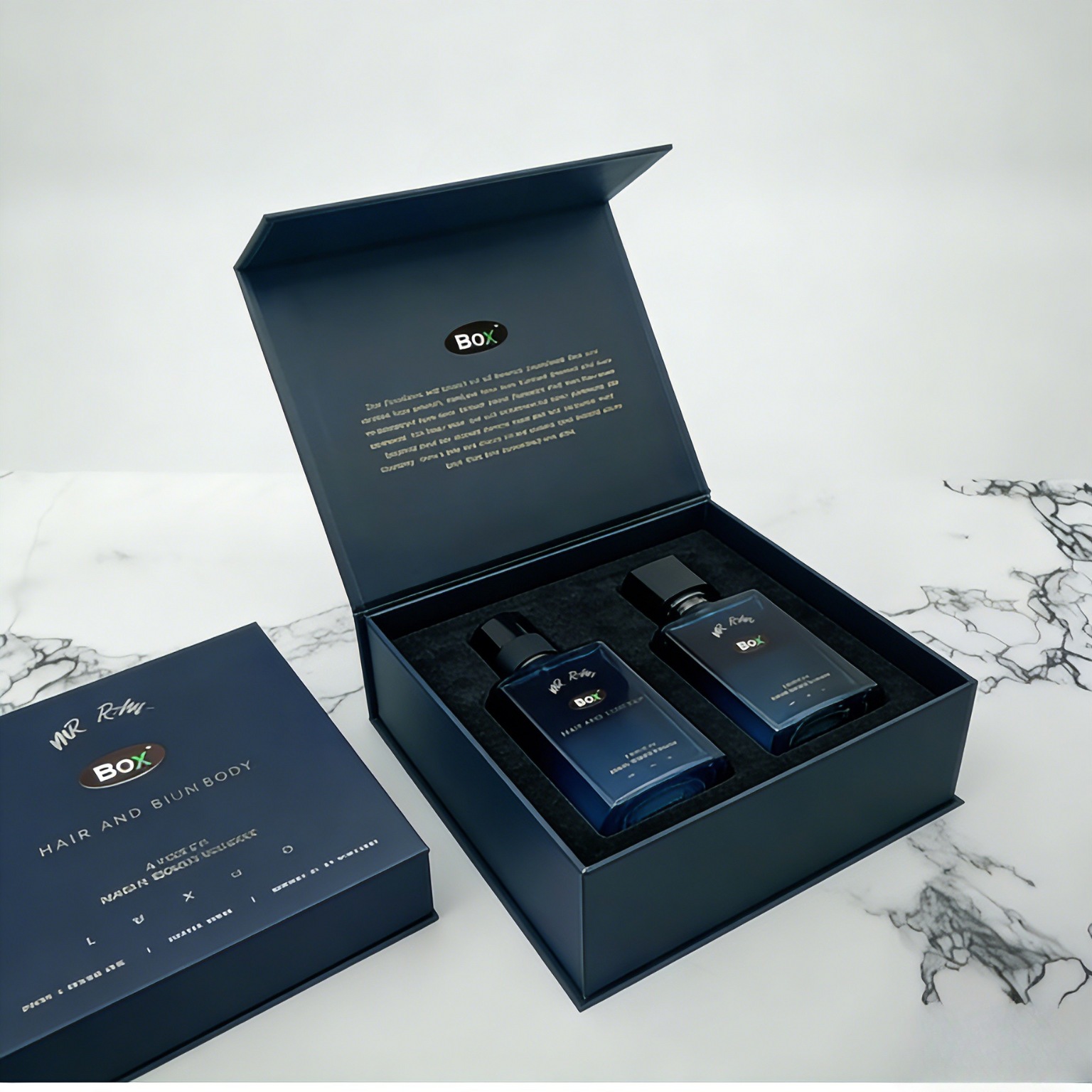 Vente en gros de dossiers cosmétiques personnalisés de luxe Magnétique cadeau EVA mousse Insérer Mat Lamination Matériau biodégradable pour l'artisanat du parfum