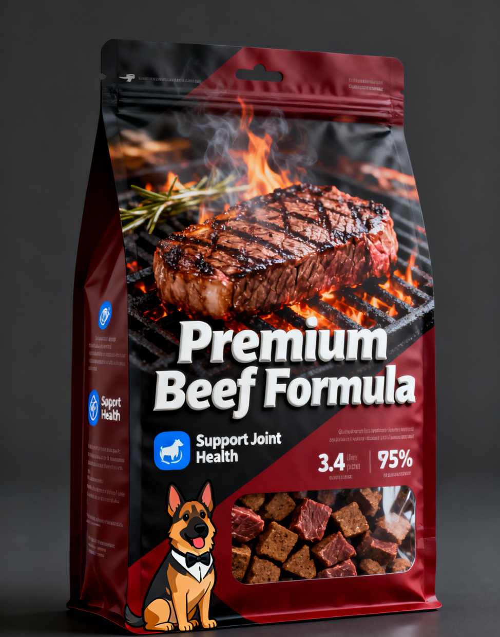 Emballement de nourriture pour animaux de compagnie en plastique pour nourriture pour chiens 500g 1kg 2,5kg 10kg Emballage sac Mylar fermeture éclair