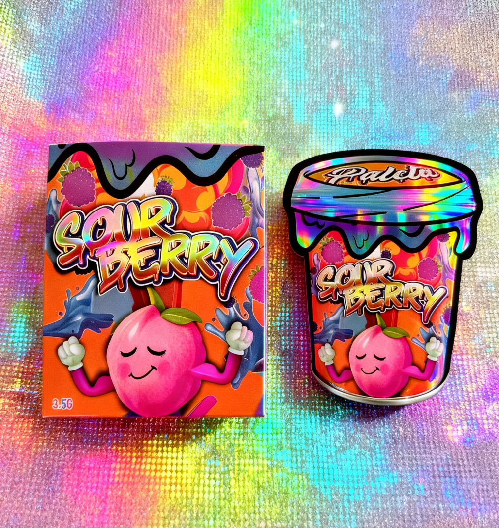 Boîte et sac holographiques en Mylar 3.5, ensemble d'emballage refermable, sacs découpés en Mylar comestible de 3.5g avec présentoir, boîtes de céréales