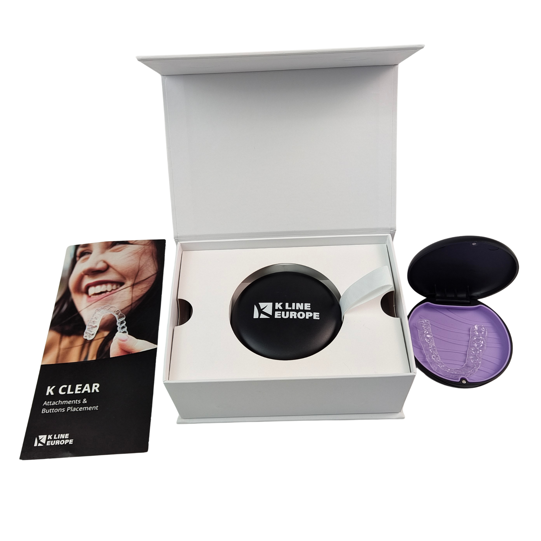 Boîte de kit d'attaches dentaires avec logo personnalisé, boîte d'emballage d'aligneurs orthodontiques avec insert en papier, boîte d'emballage d'aligneurs dentaires