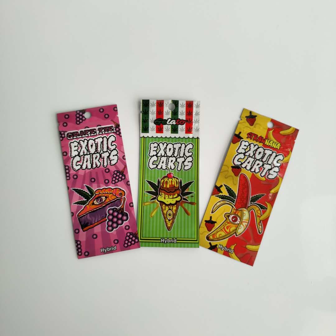 Trois sachets en matière plastique scellés par côté empaquetant le sac de cartouche rescellable de stylo d'huile de Vape de fermeture éclair