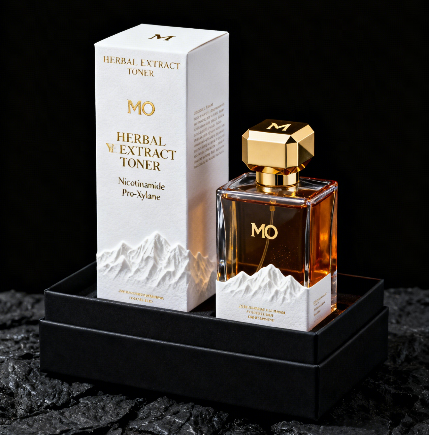 Boîte d'emballage cosmétique biodégradable imprimée sur mesure avec estampage et gravure en or pour boîte cadeau de parfum