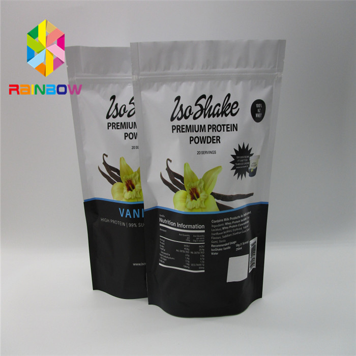 Sachets en matière plastique recyclables empaquetant le sac zip-lock de nourriture de thé de papier d'aluminium pour la poudre de protéine