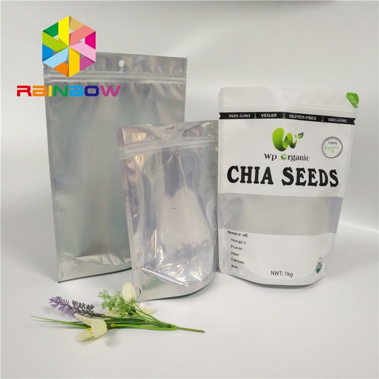 Le papier d'aluminium en gros de catégorie comestible tiennent le sac zip-lock avec la fenêtre avant claire pour des graines/emballage de fruits secs