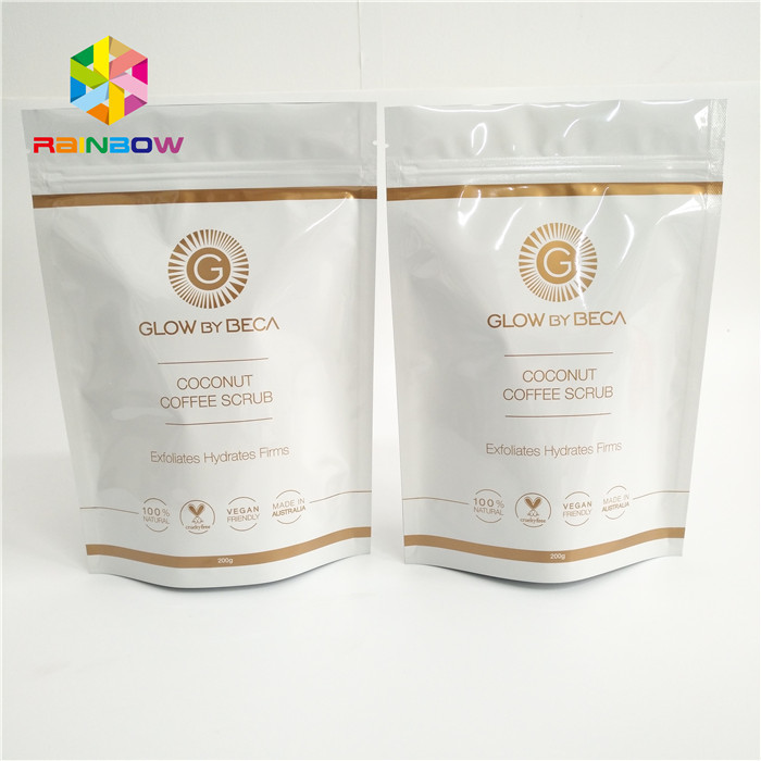 Les sachets en plastique tiennent le runtz de nourriture de café de sac imprimé par coutume de poche de tirette empaquetant l'humidité brillante mate