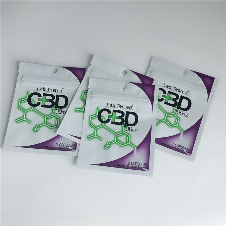 Sachets en matière plastique de 3,5 grammes empaquetant le zip-lock rescellable de biscuits de CBD imprimé par label fait sur commande