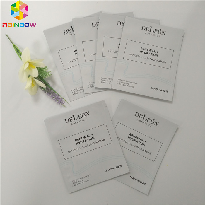 Paquet facial de masque de joint de côtés de l'emballage 3 de sac cosmétique en plastique d'emballage de papier d'aluminium