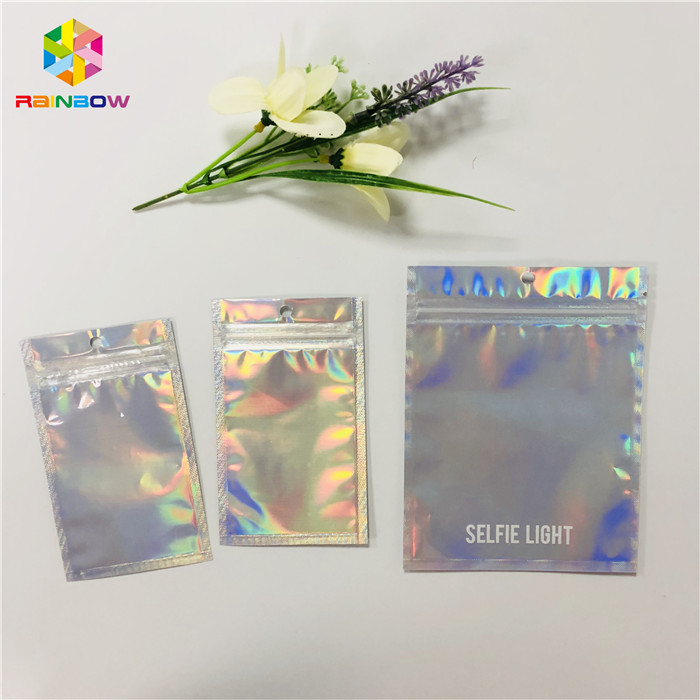 Tirette en plastique de Mylar d'hologramme de sac cosmétique fait sur commande d'emballage avec la fenêtre claire