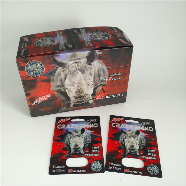 La panthère rouge 3d du rhinocéros 69 carde la taille faite sur commande en plastique d'emballage de boursouflure pour la capsule masculine