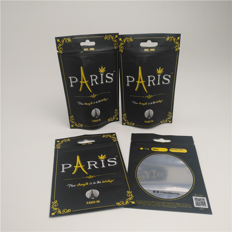 La fenêtre claire tiennent le sac d'emballage de la preuve CBD d'odeur de poche avec la tirette sans danger pour les enfants