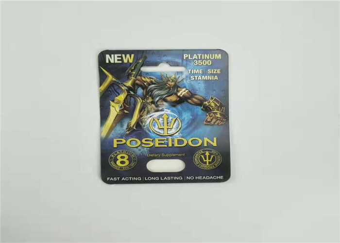 Boîte de présentation écologique de carte de papier du rhinocéros 7 d'emballage de carte de boursouflure pour la capsule masculine de renforceur