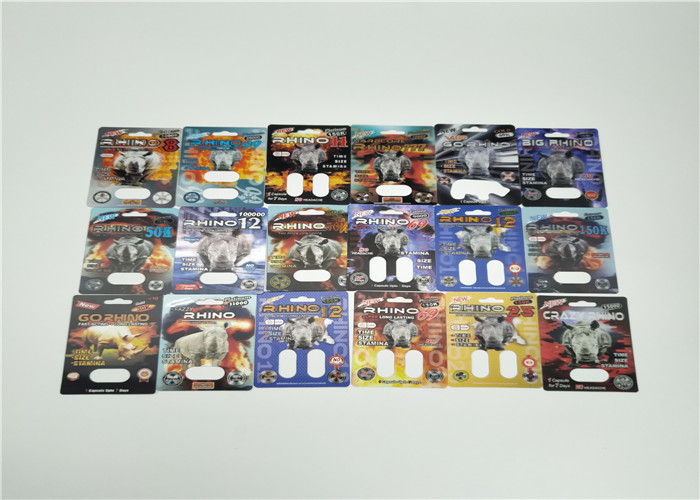 Paquet masculin de pilule d'amélioration d'emballage de carte de boursouflure d'effet du feu Rhino50K 3d pour des pilules de sexe de capsule