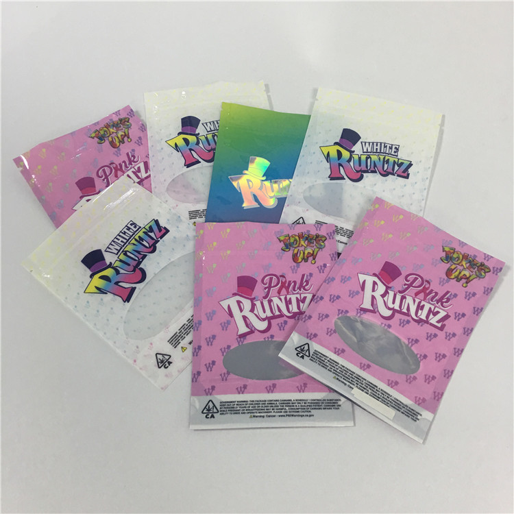 Preuve brillante rescellable résistante d'odeur de graine de biscuits d'emballage de Runtz de sachets en plastique d'enfant