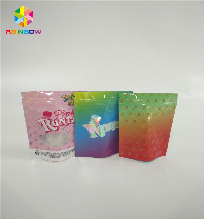 3.5g sans danger pour les enfants tiennent des sacs de poche de tirette adaptent la preuve aux besoins du client d'odeur de paquet de Runtz d'impression