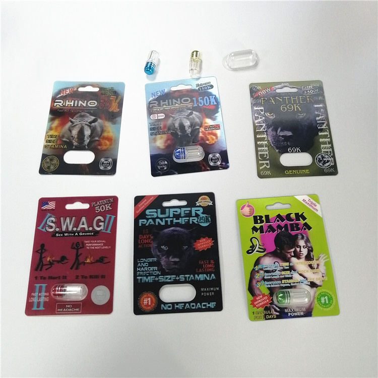 Paquet en plastique de médecine du rhinocéros 69 de pénis d'élargissement de capsules de pot de balle de pilules rouges de sexe