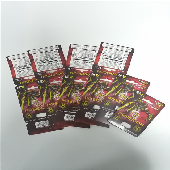 Le sexe raide de Rox de pilule de sexe de Poseidon capsule le logo adapté aux besoins du client par carte de boursouflure d'emballage