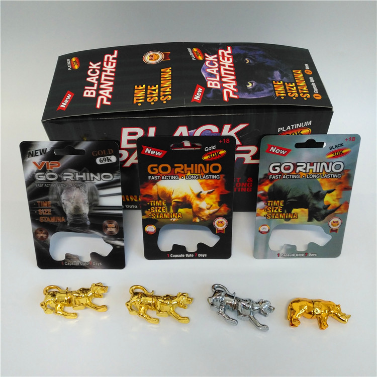 Disparaissent l'emballage de carte de boursouflure de pilule d'amélioration d'hommes de rhinocéros avec la bouteille de boursouflure de chiffre de rhinocéros