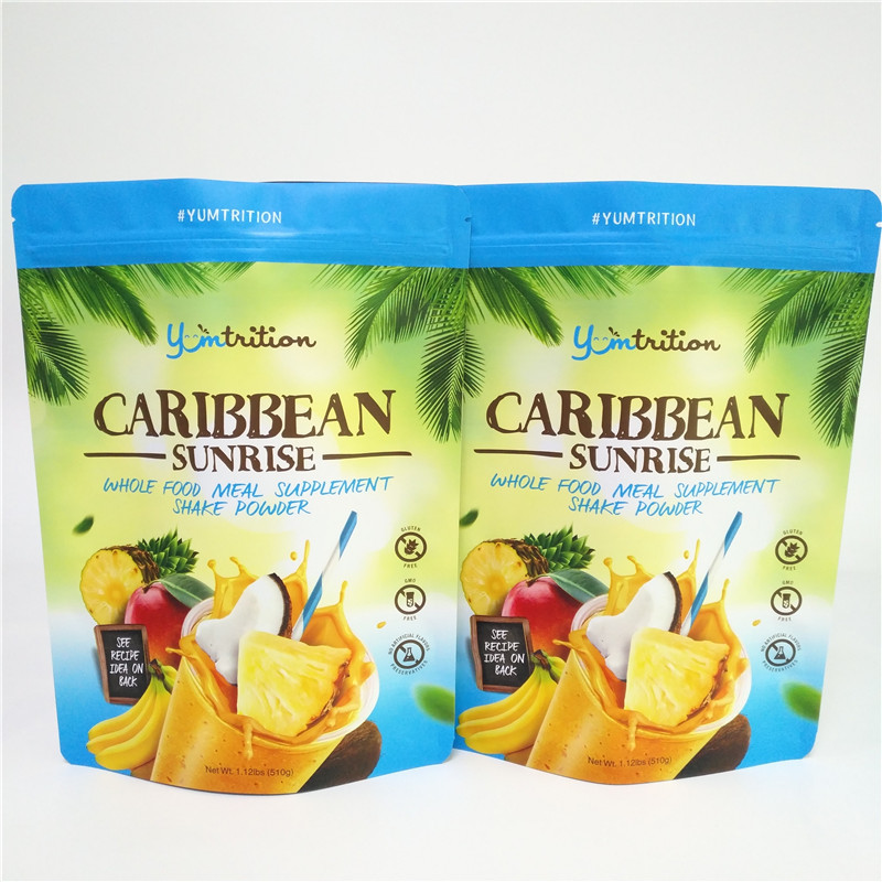 Poudre en plastique de supplément de Doypack d'emballage alimentaire de sacs rescellables de papier d'aluminium avec la tirette