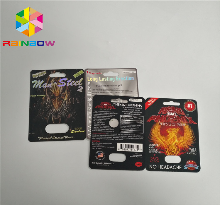boîte de présentation en plastique d'emballage de boursouflure de carte de boursouflure du rhinocéros 3d pour des pilules de sexe de capsules