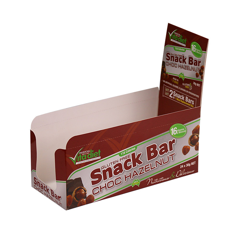 Le logo au détail fait sur commande bon marché a imprimé la boîte de présentation pliable de compteur de carton ondulé pour l'emballage de snack-bar