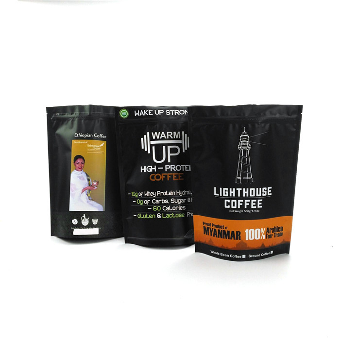 Les sacs mats de Mylar de café du blanc 1kg de papier d'aluminium tiennent la poche de grain de café avec la tirette