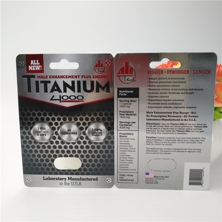 emballage masculin de carte de boursouflure de carte des pilules 3D de rhinocéros de chapeau de 12mm