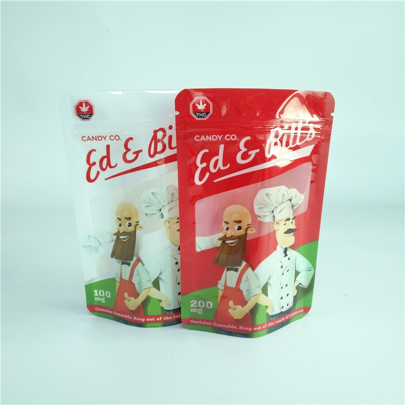 Digital imprimant la poche gommeuse de support du sac CBD d'emballage de la sucrerie 100mg avec la fenêtre claire