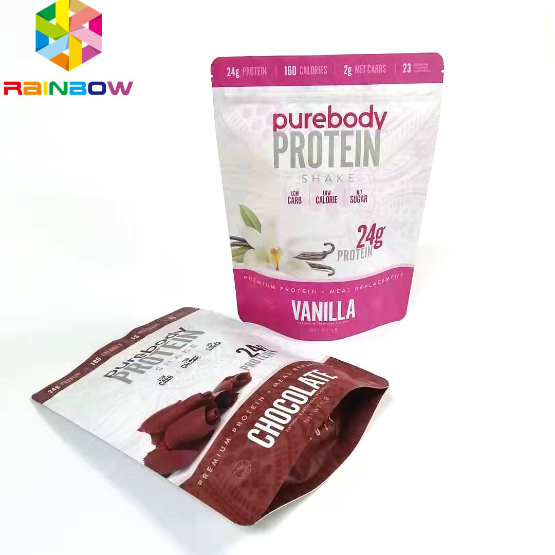 La poche réutilisable de support avec le type plat de nourriture de stockage d'emballage de poche zip-lock de tirette a imprimé des sacs