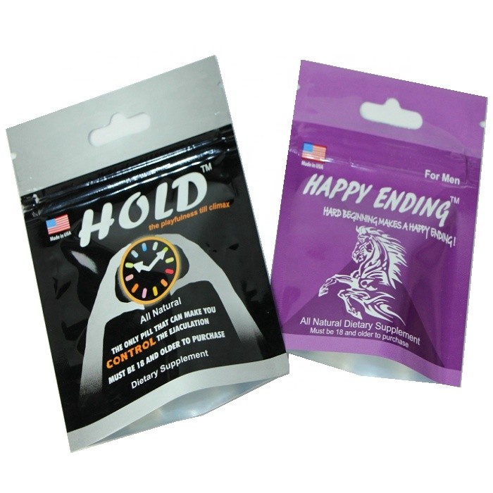 La marque de distributeur a imprimé Hang Hole Ziplock Top Small pour déjouer le conditionnement en plastique sexuel masculin d'emballage de pilule pour l'emballage de pilules