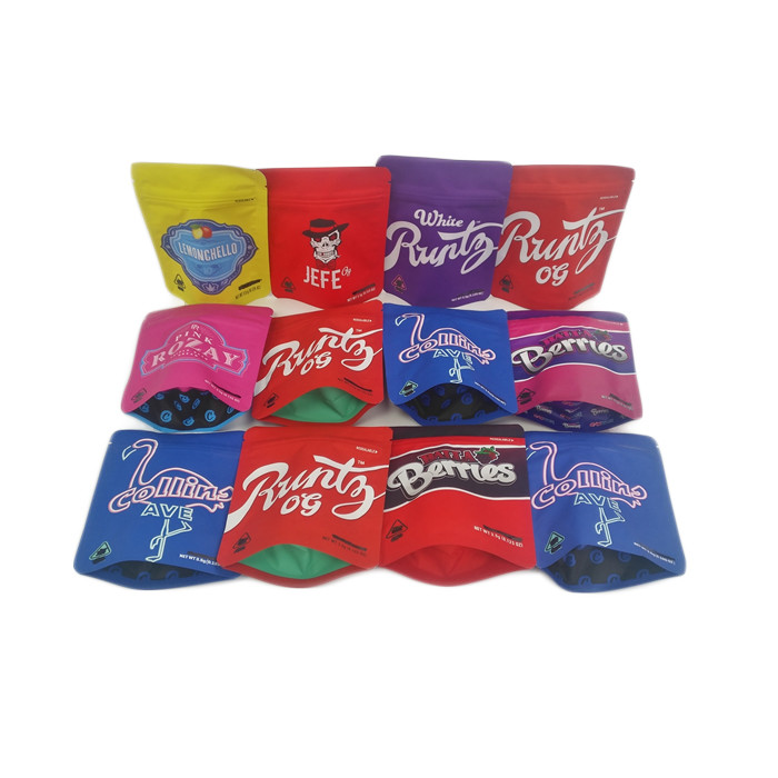 Préparez pour embarquer le sac rescellable comestible de Mylar d'emballage de fleur de cannabis de toucher doux de tirette d'aluminium de poche de la preuve 3.5g d'odeur