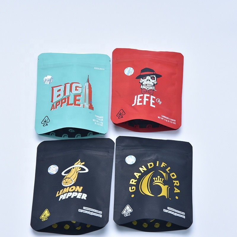 3,5 grammes de mauvaise herbe de impression faite sur commande empaquetant les biscuits zip-lock Mylar de preuve d'odeur met en sac le sac zip-lock sans danger pour les enfants