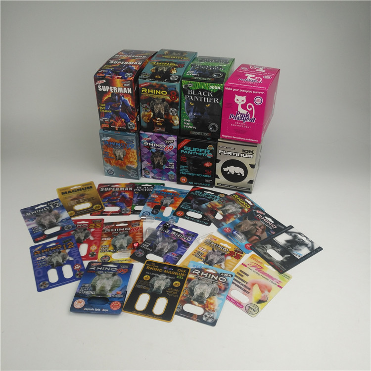 La boursouflure 3d d'épaisseur de MOPP 350g carde la pilule masculine d'amélioration de rhinocéros