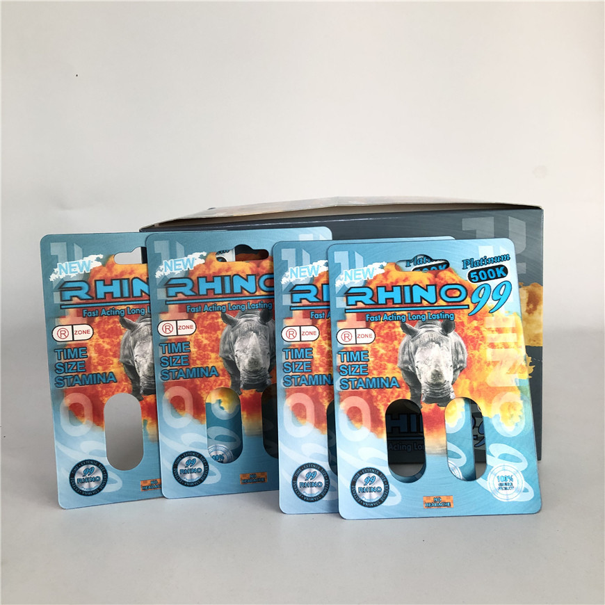 Rhinocéros 99 cartes de rhinocéros du trou 3D du double 500k pour la pilule masculine d'amélioration
