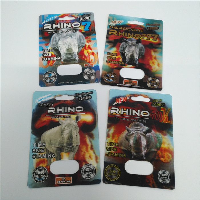 Cartes simples du trou 3d d'ANIMAL FAMILIER du rhinocéros 285K 8.9x12cm 0.6mm d'or