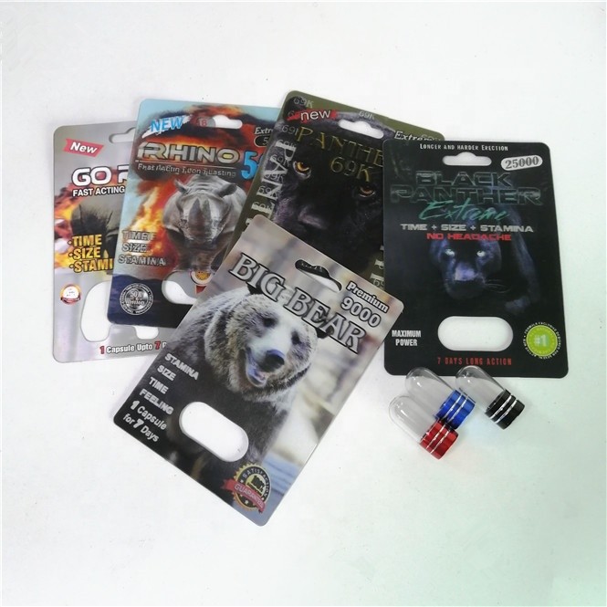 L'emballage de pilules de l'amélioration 500K du rhinocéros 99 carde l'impression en soie