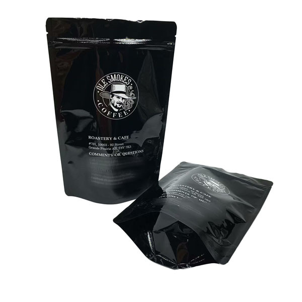 Les grains de café tiennent le noir brillant imprimé fait sur commande de la poche 100g 500g 1kg de tirette