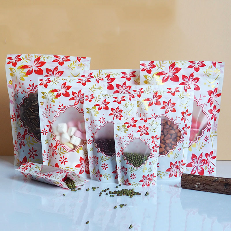 De tirette de support sachet en matière plastique brillant empaquetant Logo With Window fait sur commande