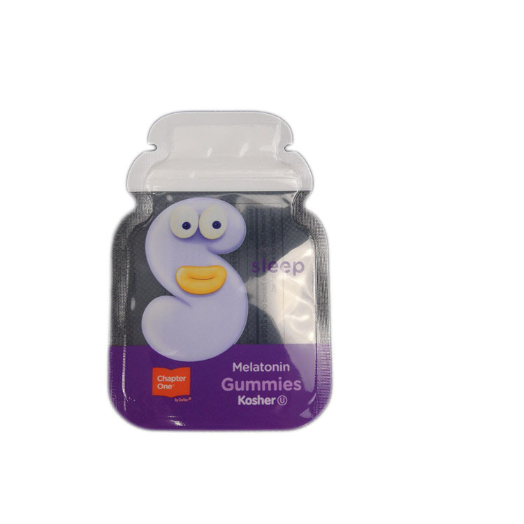 Aluminium fait sur commande de joint de côté de la forme 3 de Cb empaquetant le sac gommeux de serrure de fermeture éclair d'emballage de sachets en matière plastique de coutume de sac plat de sucrerie